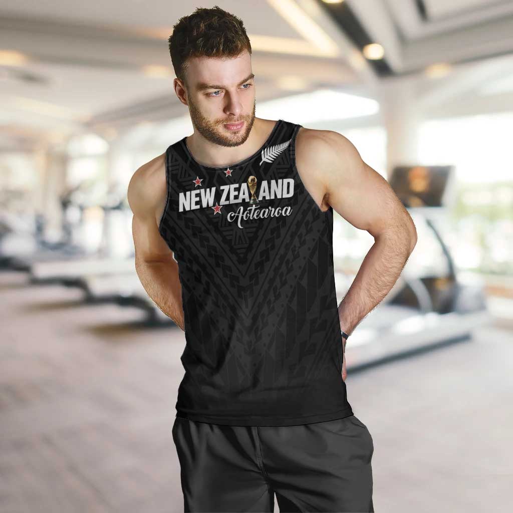 Custom Football New Zealand Men Tank Top Aotearoa United Black Version - Polynesian Pride