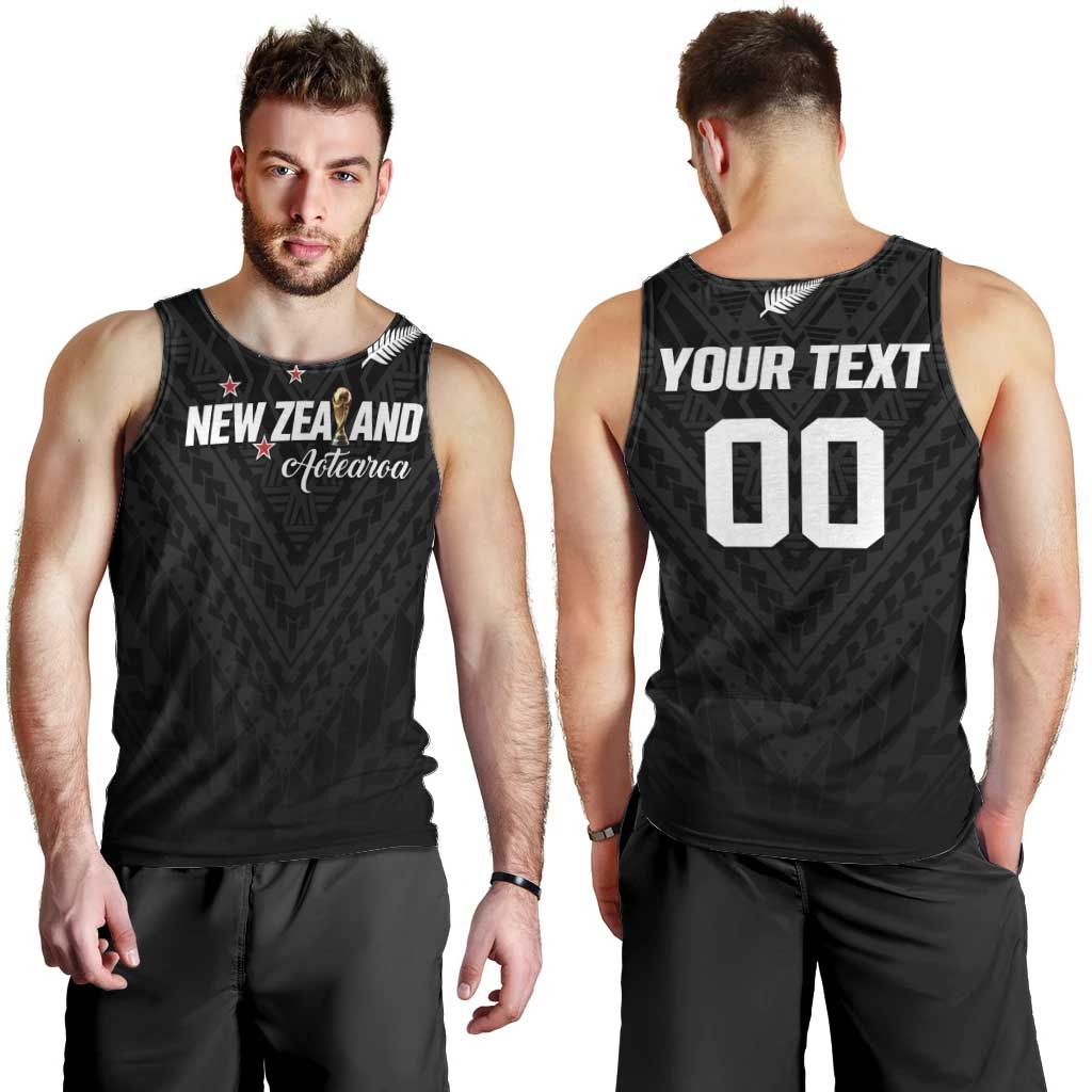 Custom Football New Zealand Men Tank Top Aotearoa United Black Version - Polynesian Pride