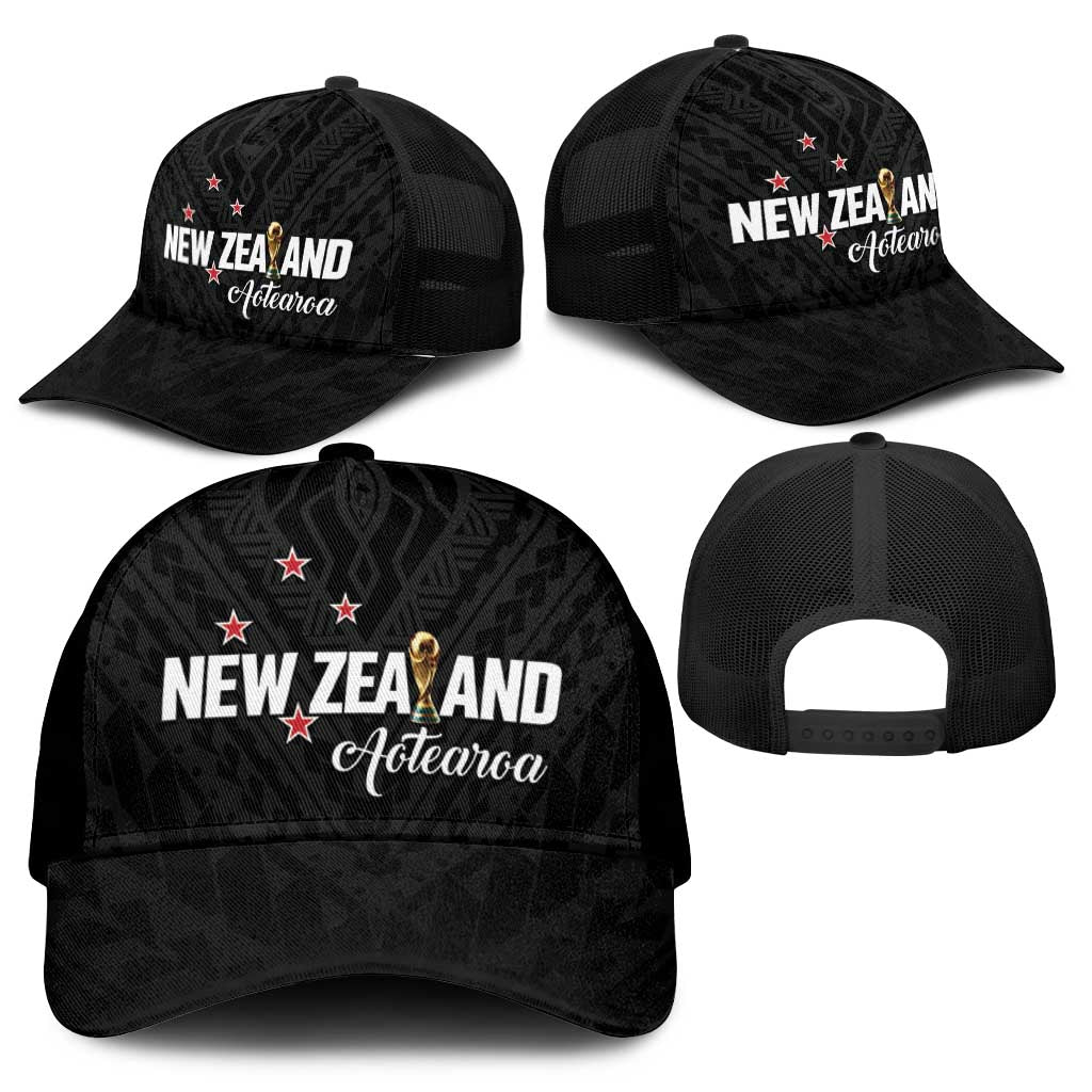 Football New Zealand Mesh Trucker Cap Aotearoa United Black Version - Polynesian Pride
