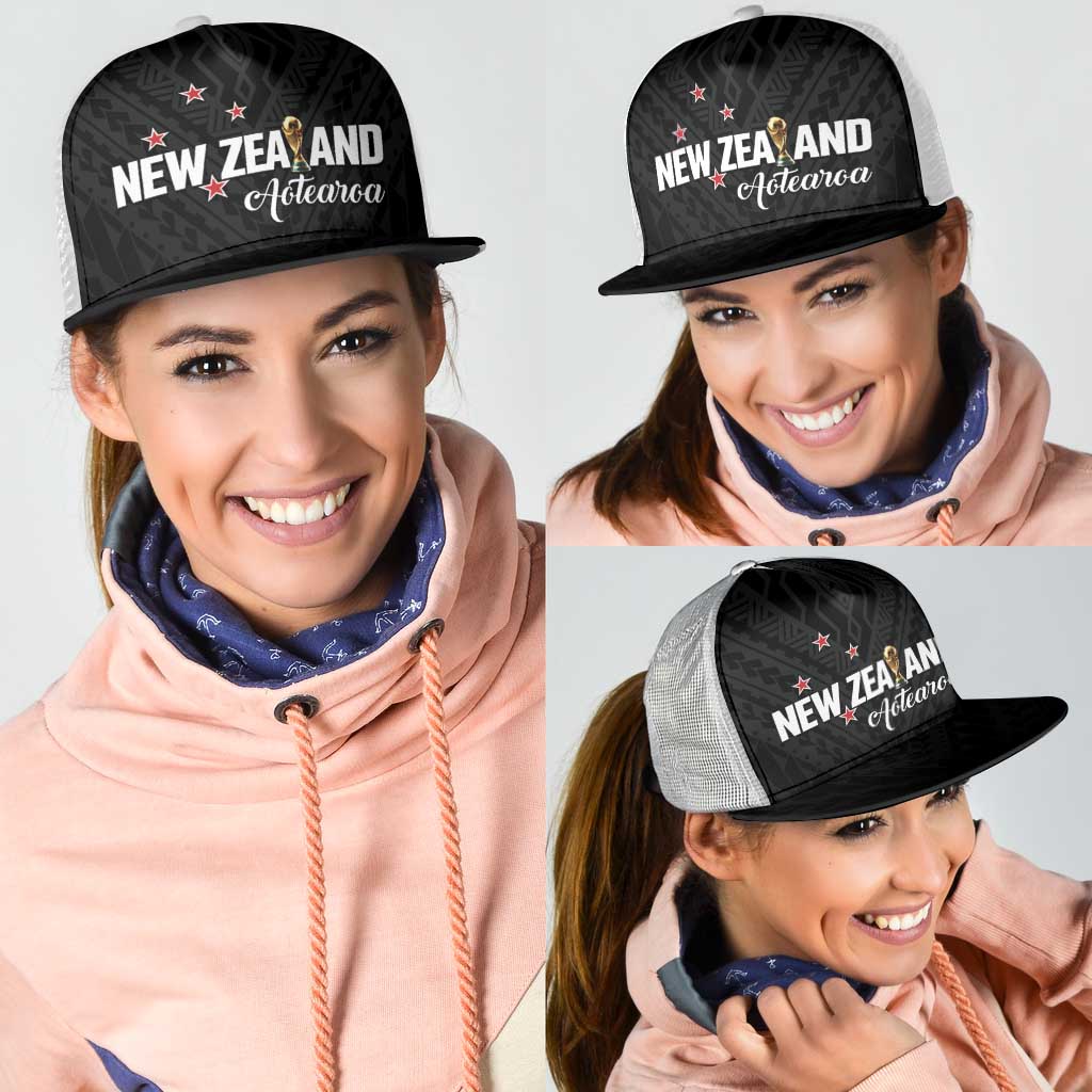 Football New Zealand Mesh Trucker Cap Aotearoa United Black Version - Polynesian Pride