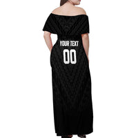Custom Football New Zealand Off Shoulder Maxi Dress Aotearoa United Black Version - Polynesian Pride