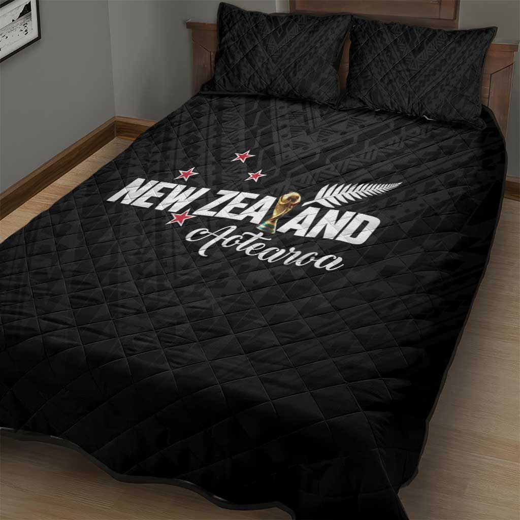 Football New Zealand Quilt Bed Set Aotearoa United Black Version - Polynesian Pride