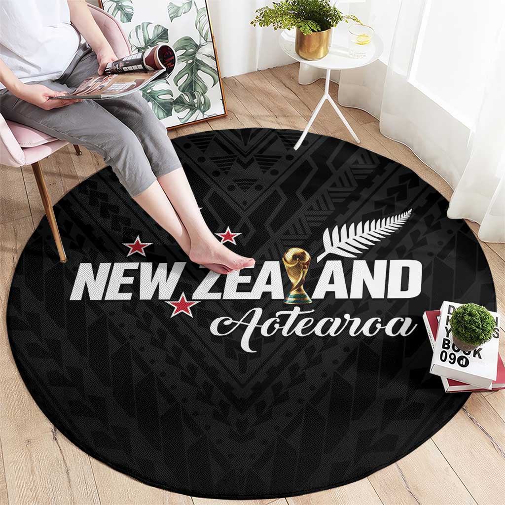 Football New Zealand Round Carpet Aotearoa United Black Version - Polynesian Pride