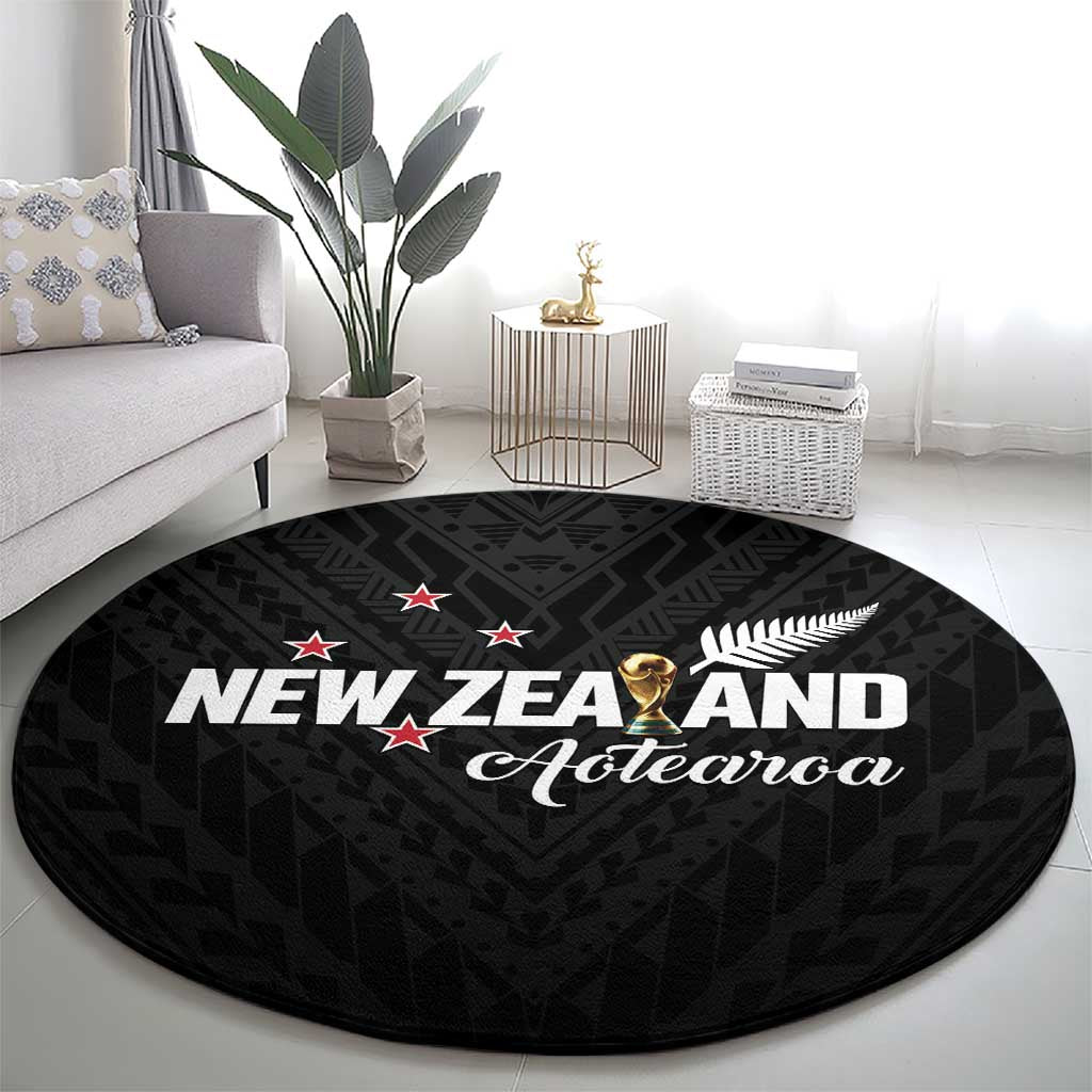 Football New Zealand Round Carpet Aotearoa United Black Version - Polynesian Pride