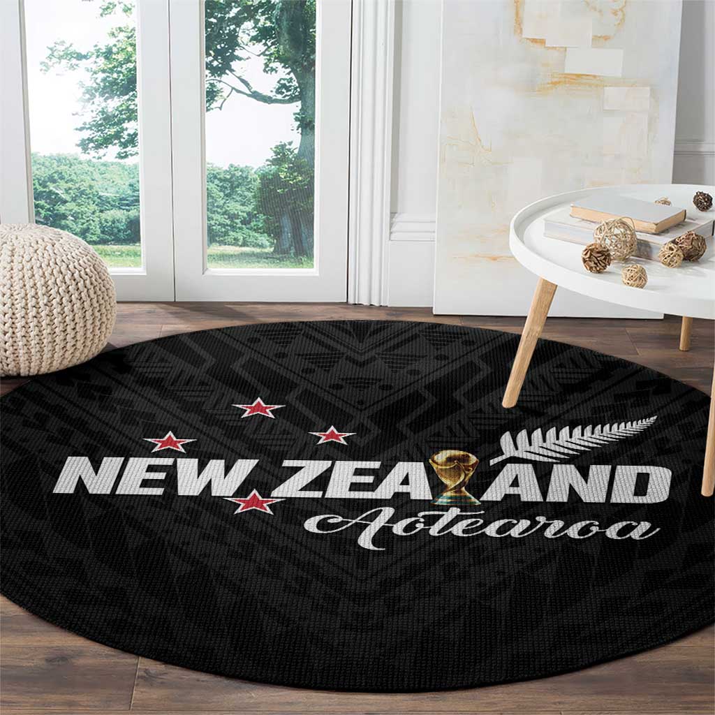 Football New Zealand Round Carpet Aotearoa United Black Version - Polynesian Pride