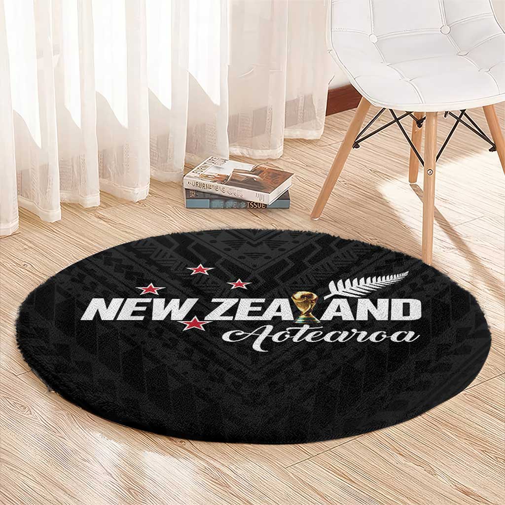 Football New Zealand Round Carpet Aotearoa United Black Version - Polynesian Pride