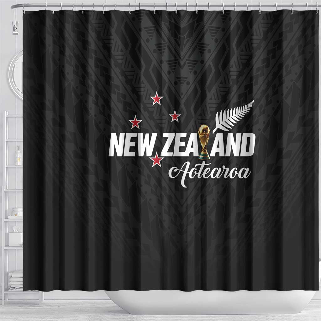 Football New Zealand Shower Curtain Aotearoa United Black Version - Polynesian Pride