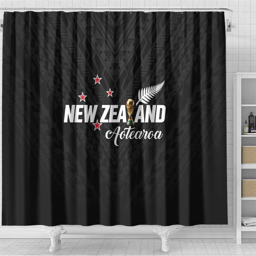 Football New Zealand Shower Curtain Aotearoa United Black Version - Polynesian Pride