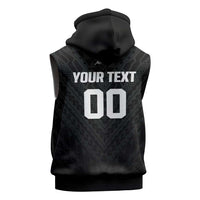 Custom Football New Zealand Sleeveless Hoodie Aotearoa United Black Version - Polynesian Pride
