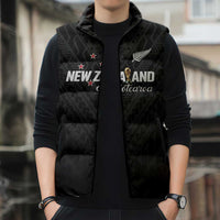 Custom Football New Zealand Sleeveless Puffer Jacket Aotearoa United Black Version - Polynesian Pride