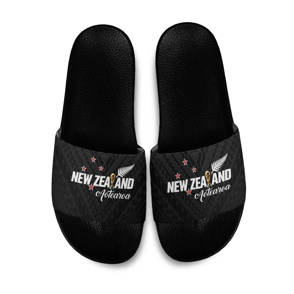 Football New Zealand Slide Sandals Aotearoa United Black Version - Polynesian Pride