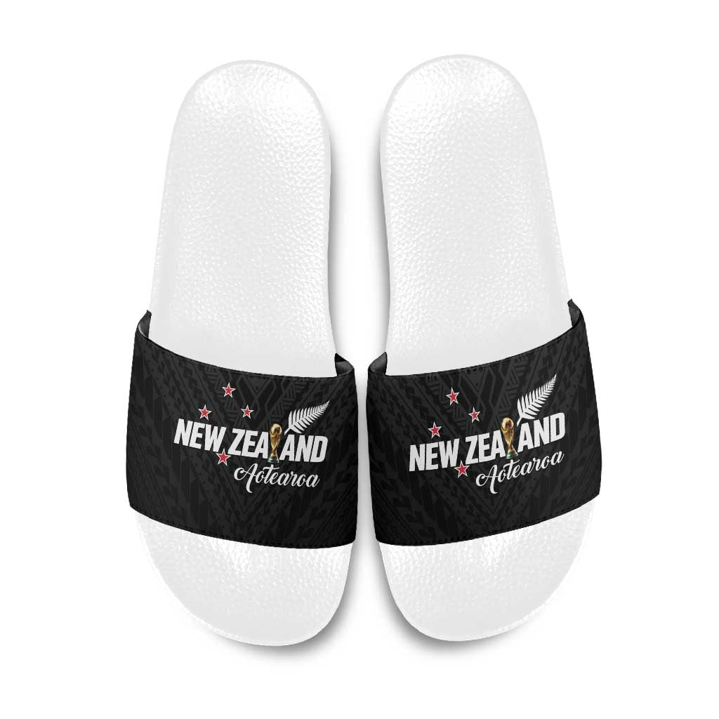 Football New Zealand Slide Sandals Aotearoa United Black Version - Polynesian Pride