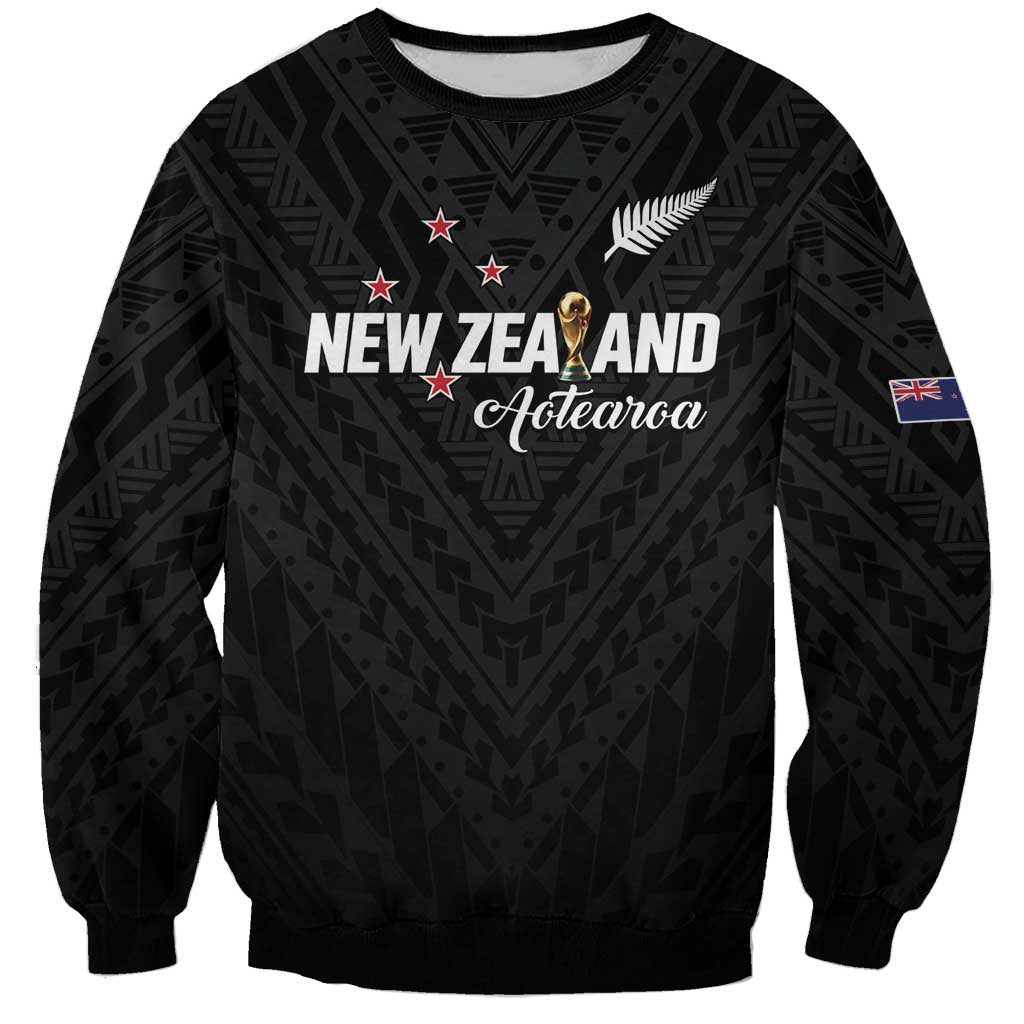 Custom Football New Zealand Sweatshirt Aotearoa United Black Version - Polynesian Pride