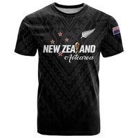 Custom Football New Zealand T Shirt Aotearoa United Black Version - Polynesian Pride