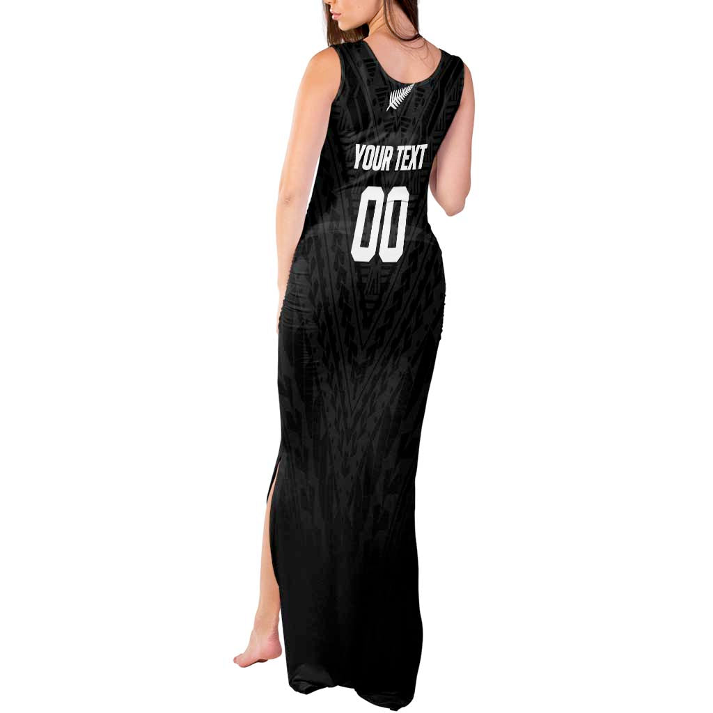 Custom Football New Zealand Tank Maxi Dress Aotearoa United Black Version - Polynesian Pride