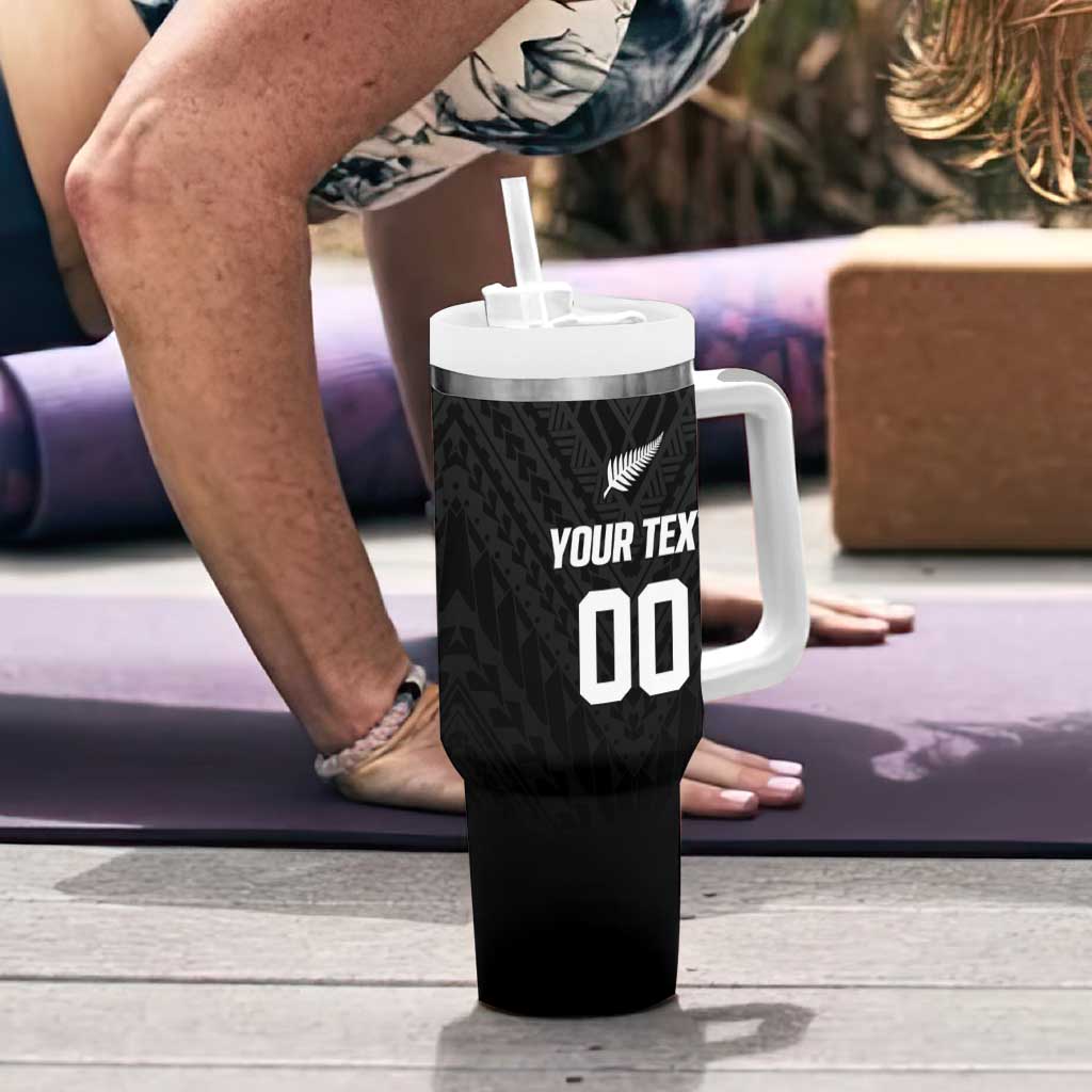 Custom Football New Zealand Tumbler With Handle Aotearoa United Black Version - Polynesian Pride