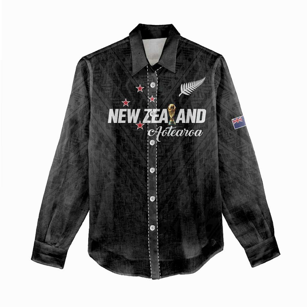 Custom Football New Zealand Women Casual Shirt Aotearoa United Black Version - Polynesian Pride