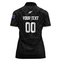 Custom Football New Zealand Women Polo Shirt Aotearoa United Black Version - Polynesian Pride