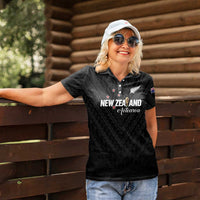 Custom Football New Zealand Women Polo Shirt Aotearoa United Black Version - Polynesian Pride