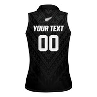 Custom Football New Zealand Women Sleeveless Polo Shirt Aotearoa United Black Version - Polynesian Pride