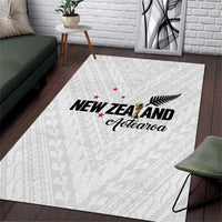 Football New Zealand Area Rug Aotearoa United White Version - Polynesian Pride