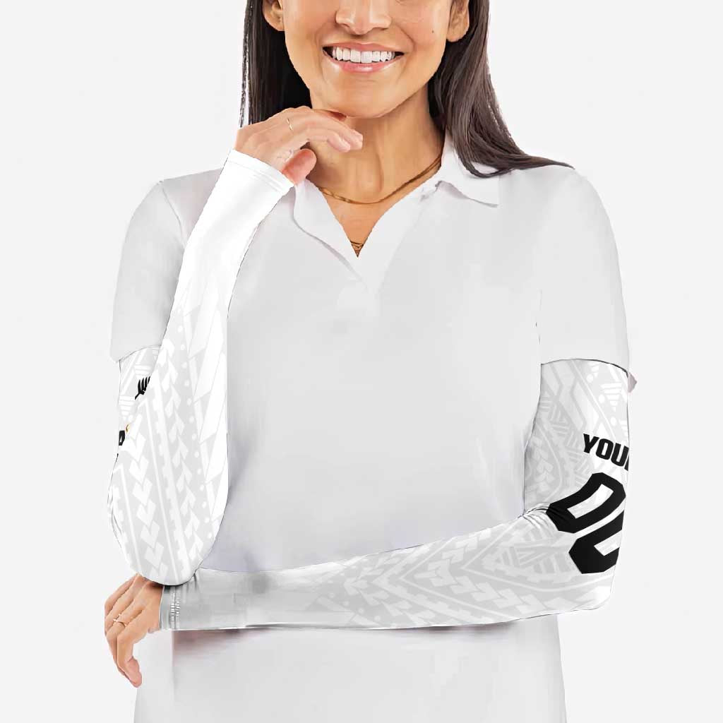 Custom Football New Zealand Arm Sleeves Aotearoa United White Version - Polynesian Pride