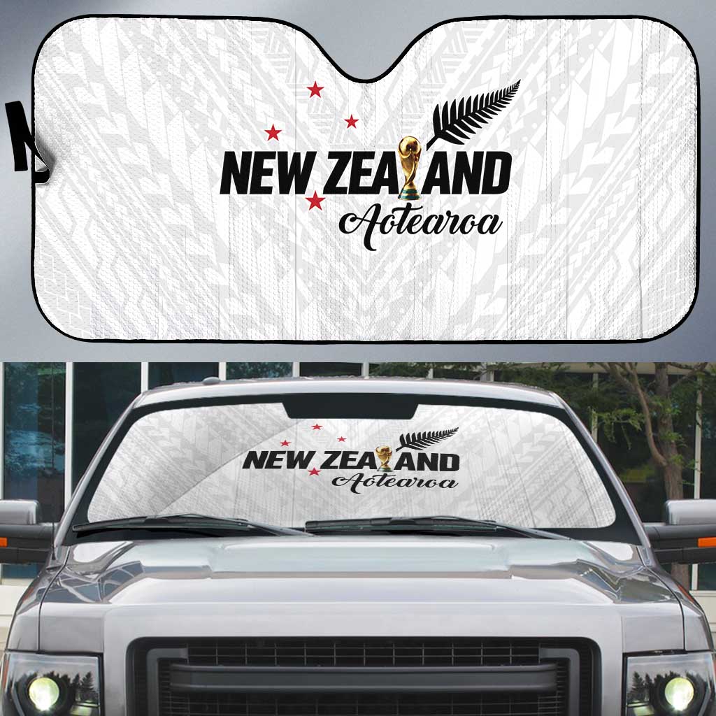 Football New Zealand Auto Sun Shade Aotearoa United White Version - Polynesian Pride