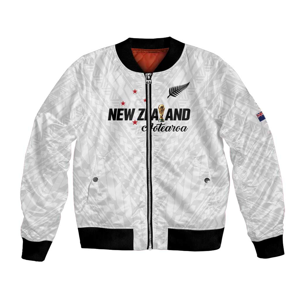 Custom Football New Zealand Bomber Jacket Aotearoa United White Version - Polynesian Pride