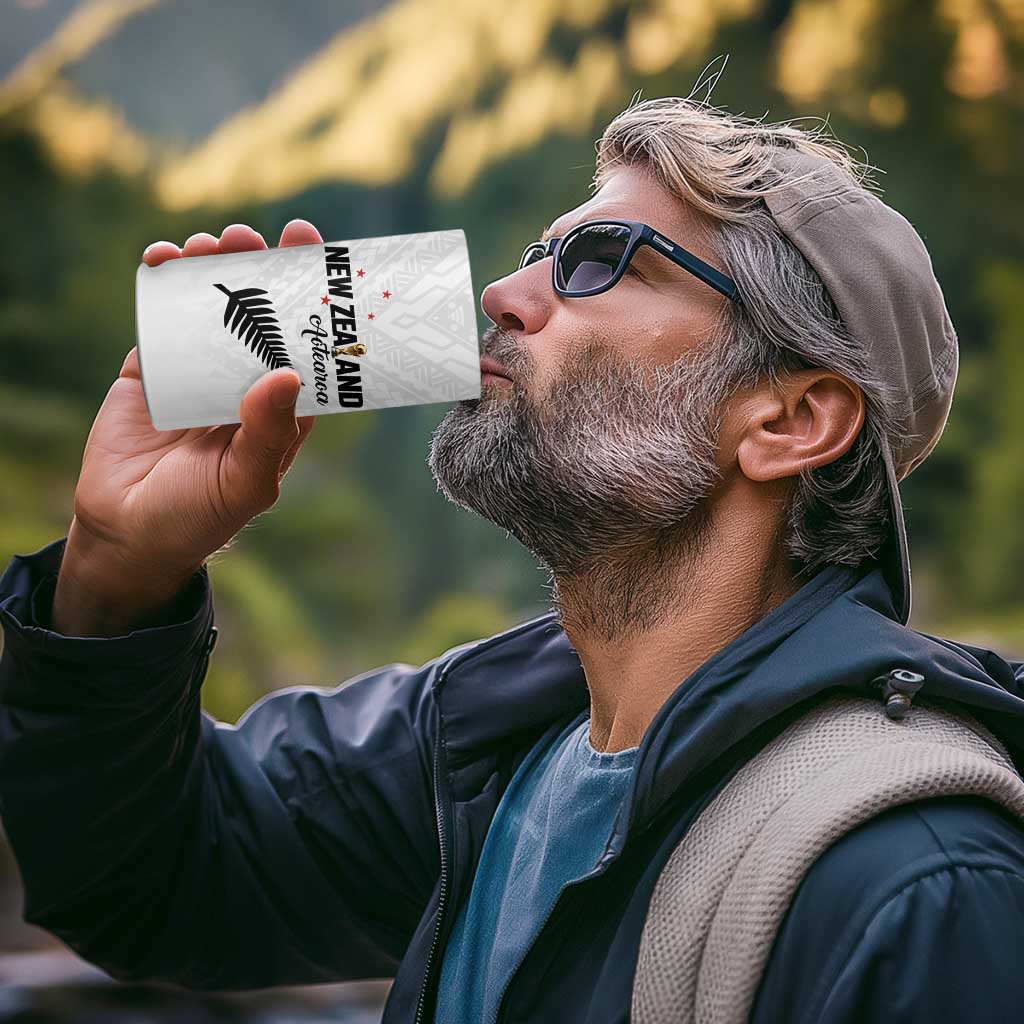 Custom Football New Zealand 4 in 1 Can Cooler Tumbler Aotearoa United White Version - Polynesian Pride