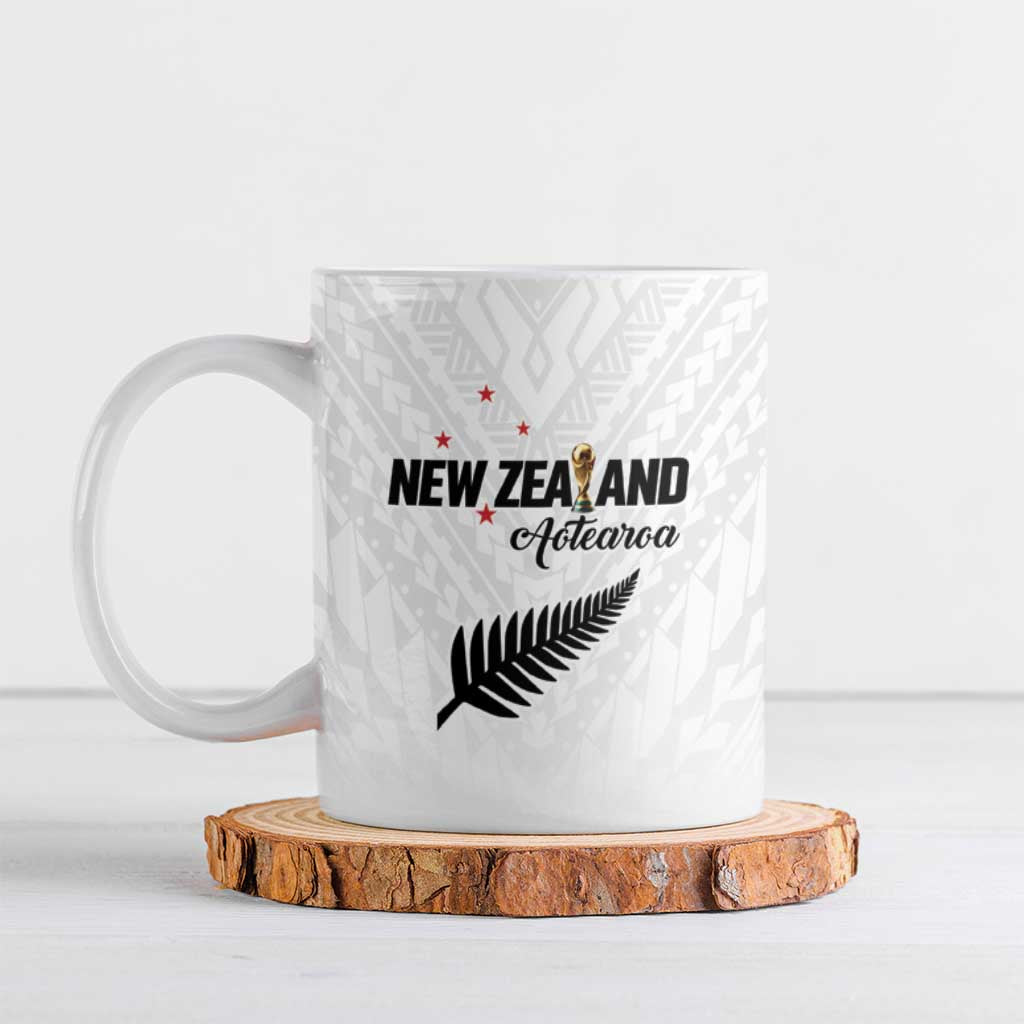 Custom Football New Zealand Ceramic Mug Aotearoa United White Version - Polynesian Pride