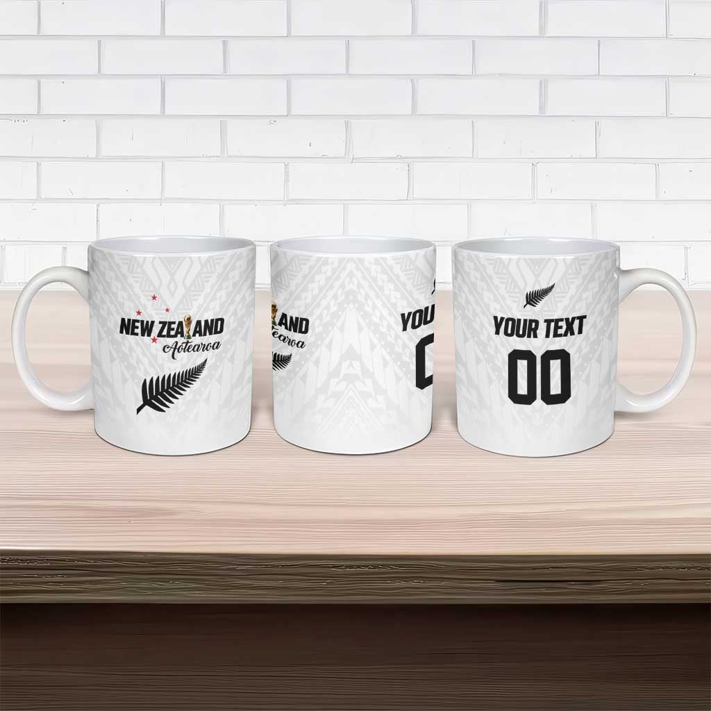 Custom Football New Zealand Ceramic Mug Aotearoa United White Version - Polynesian Pride