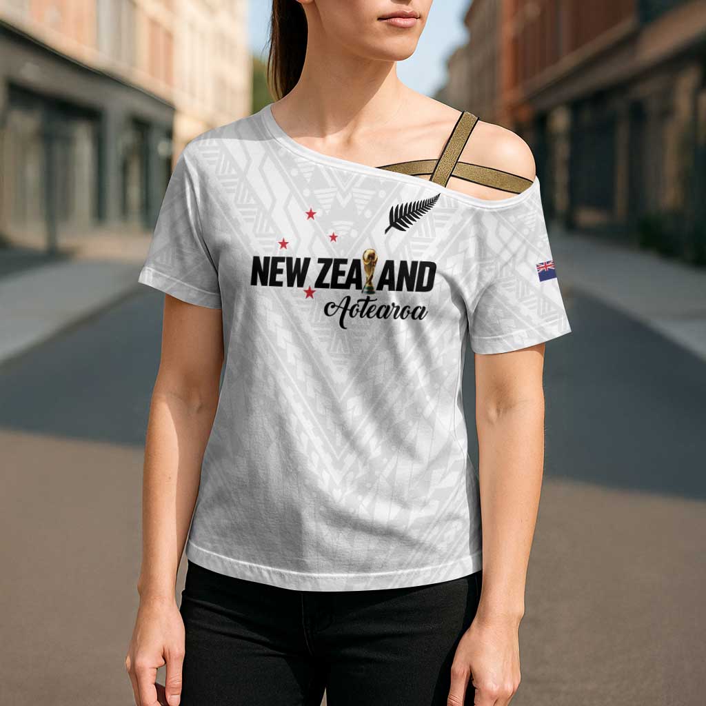 Custom Football New Zealand Cross Shoulder Shirt Aotearoa United White Version - Polynesian Pride