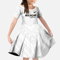 Custom Football New Zealand Family Matching Mermaid Dress and Hawaiian Shirt Aotearoa United White Version - Polynesian Pride