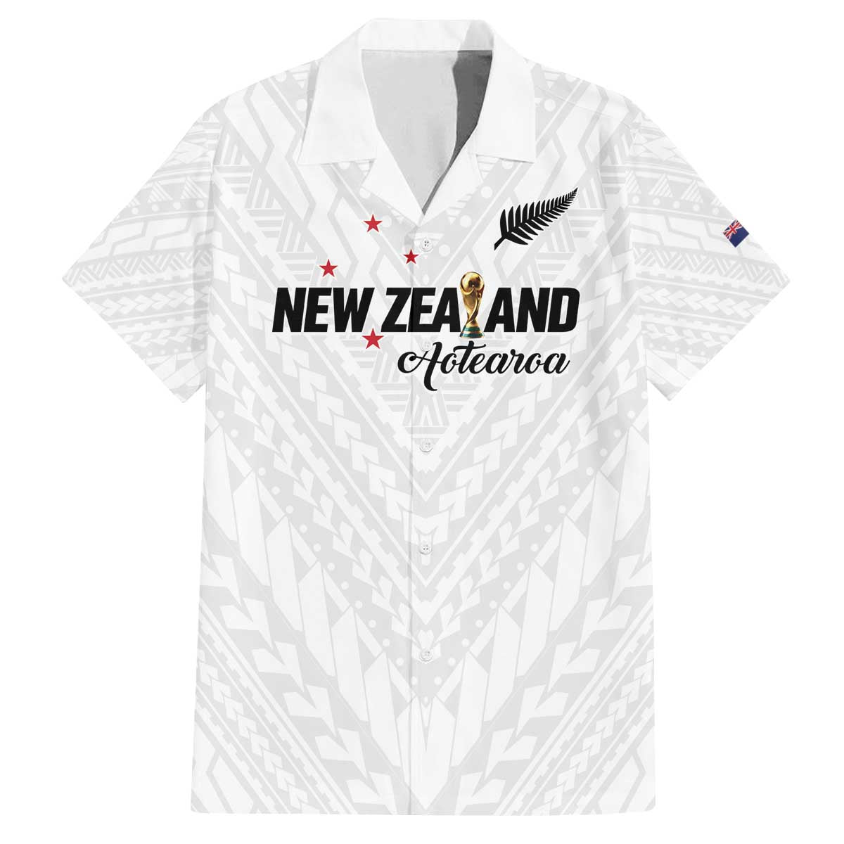 Custom Football New Zealand Family Matching Off The Shoulder Long Sleeve Dress and Hawaiian Shirt Aotearoa United White Version - Polynesian Pride