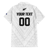 Custom Football New Zealand Family Matching Off The Shoulder Long Sleeve Dress and Hawaiian Shirt Aotearoa United White Version - Polynesian Pride