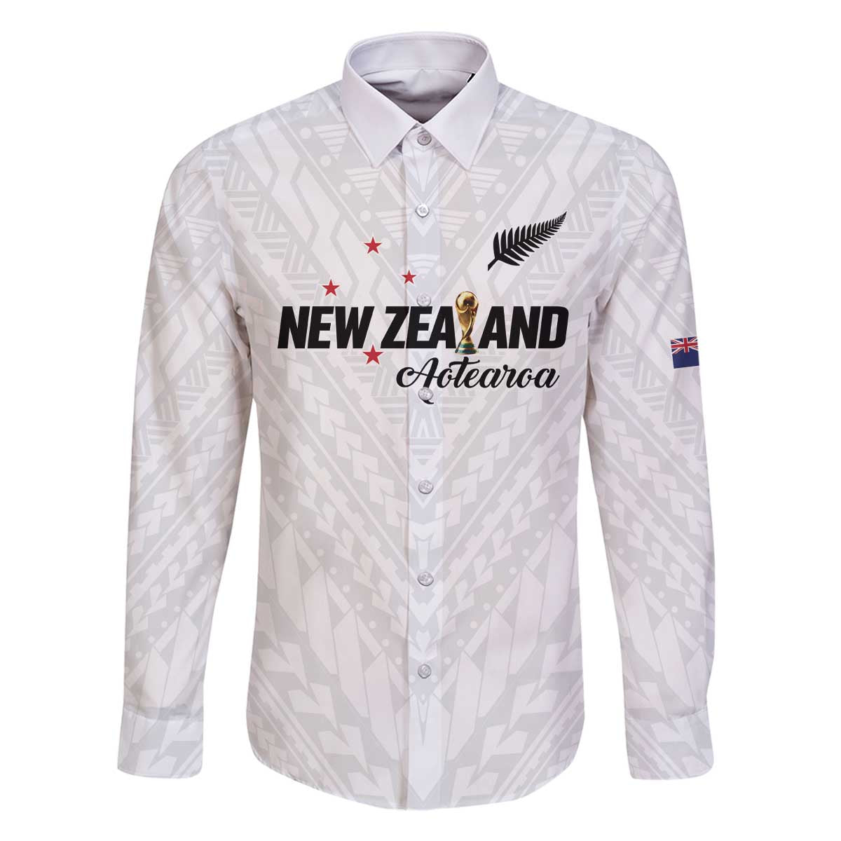 Custom Football New Zealand Family Matching Off The Shoulder Long Sleeve Dress and Hawaiian Shirt Aotearoa United White Version - Polynesian Pride