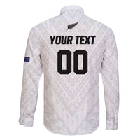 Custom Football New Zealand Family Matching Off The Shoulder Long Sleeve Dress and Hawaiian Shirt Aotearoa United White Version - Polynesian Pride