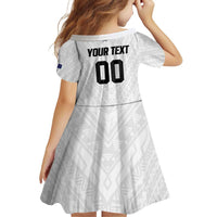 Custom Football New Zealand Family Matching Off Shoulder Short Dress and Hawaiian Shirt Aotearoa United White Version - Polynesian Pride