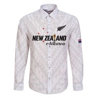Custom Football New Zealand Family Matching Short Sleeve Bodycon Dress and Hawaiian Shirt Aotearoa United White Version - Polynesian Pride
