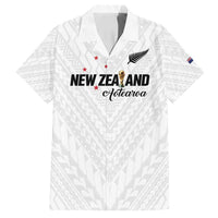 Custom Football New Zealand Family Matching Tank Maxi Dress and Hawaiian Shirt Aotearoa United White Version - Polynesian Pride