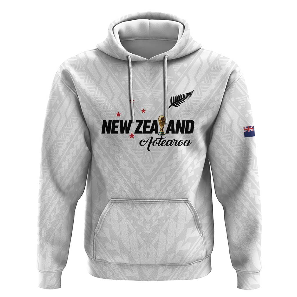Custom Football New Zealand Hoodie Aotearoa United White Version - Polynesian Pride