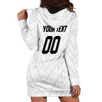 Custom Football New Zealand Hoodie Dress Aotearoa United White Version - Polynesian Pride