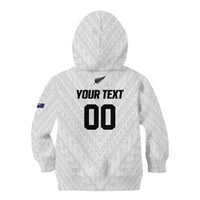 Custom Football New Zealand Kid Hoodie Aotearoa United White Version - Polynesian Pride
