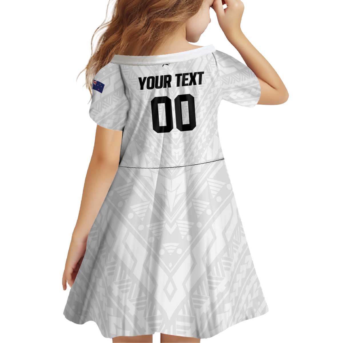 Custom Football New Zealand Kid Short Sleeve Dress Aotearoa United White Version - Polynesian Pride