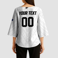 Custom Football New Zealand Kimono Sleeve Blouse Aotearoa United White Version - Polynesian Pride