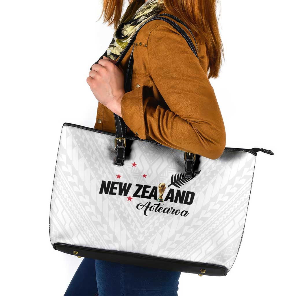 Football New Zealand Leather Tote Bag Aotearoa United White Version - Polynesian Pride