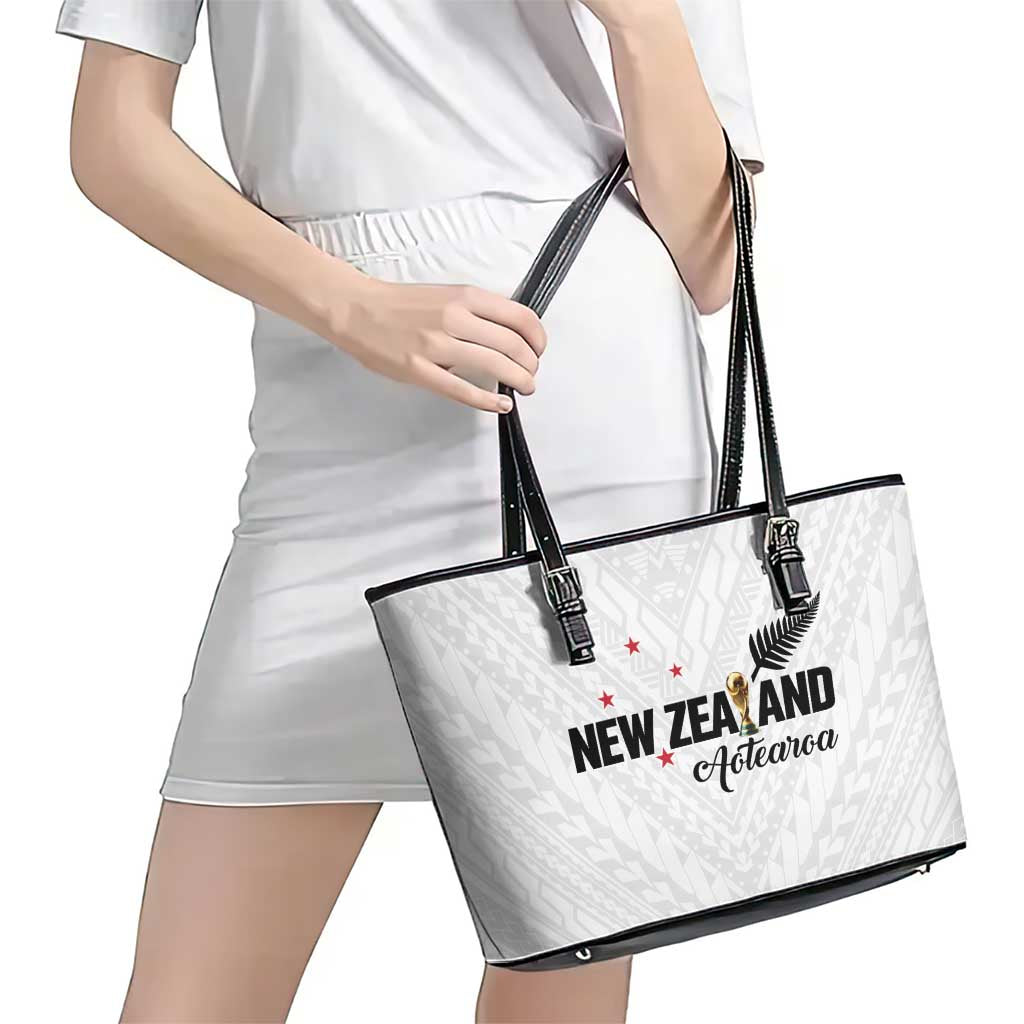 Football New Zealand Leather Tote Bag Aotearoa United White Version - Polynesian Pride