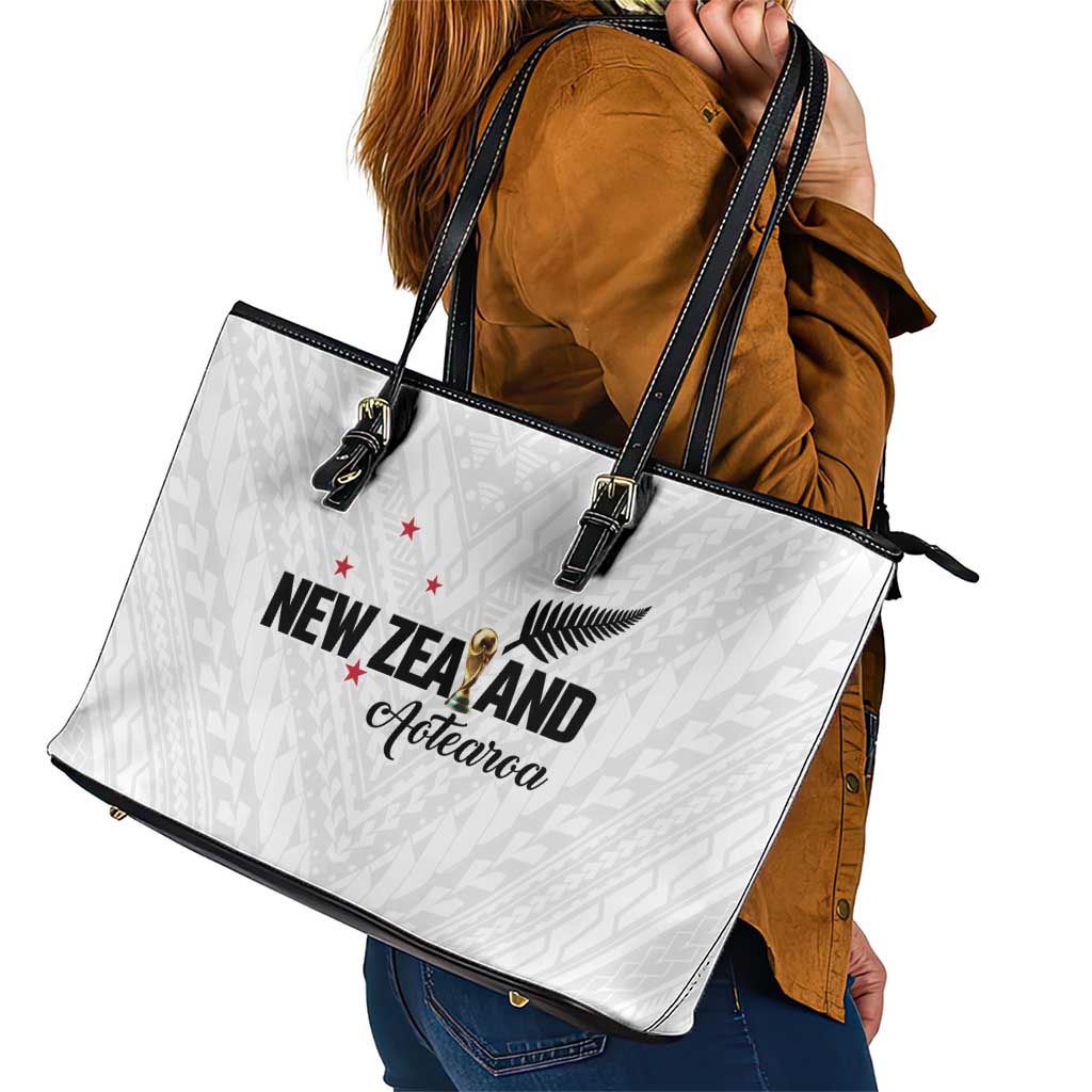Football New Zealand Leather Tote Bag Aotearoa United White Version - Polynesian Pride