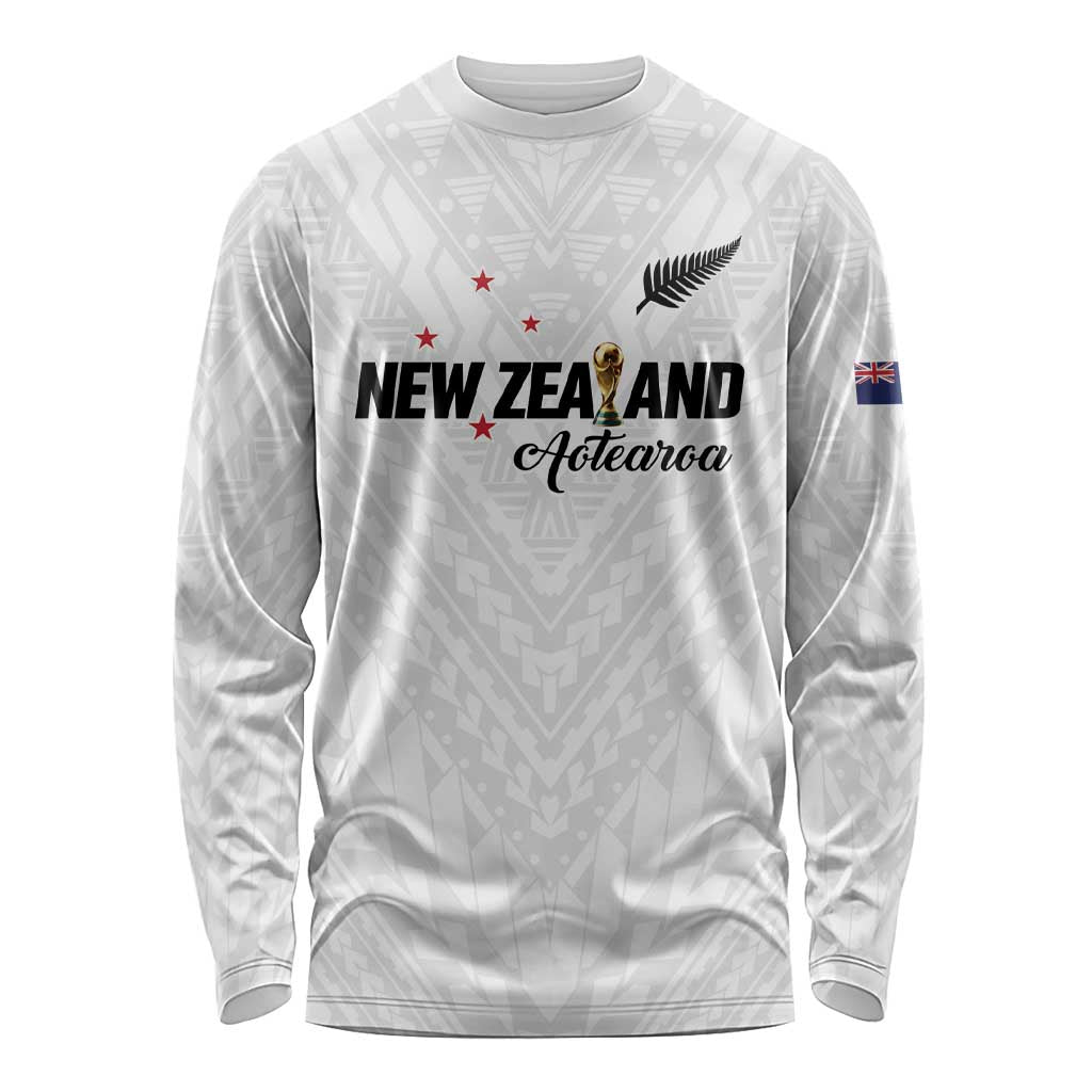 Custom Football New Zealand Long Sleeve Shirt Aotearoa United White Version - Polynesian Pride