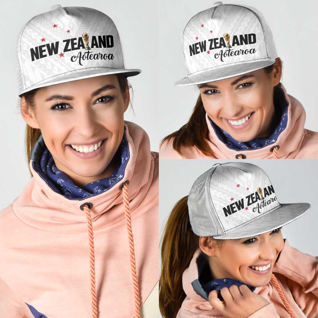 Football New Zealand Mesh Trucker Cap Aotearoa United White Version - Polynesian Pride